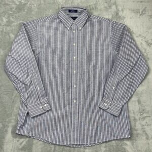 Arrow-Dover Dress Shirt Mens 17 Multi Striped Oxford Long Sleeve Button-Down